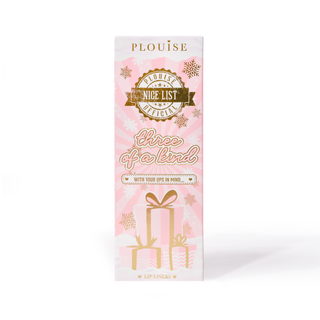 P.Louise Lip Liner Trio Sets packaging with holiday-themed design, featuring pink and white stripes and Christmas-related imagery.