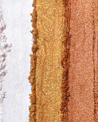 Close-up of swatches of the P.Louise Secret Stardust loose glitter eyeshadow pigments
